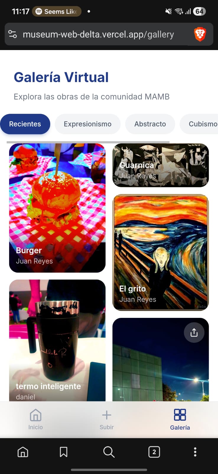 Galería virtual con layout masonry